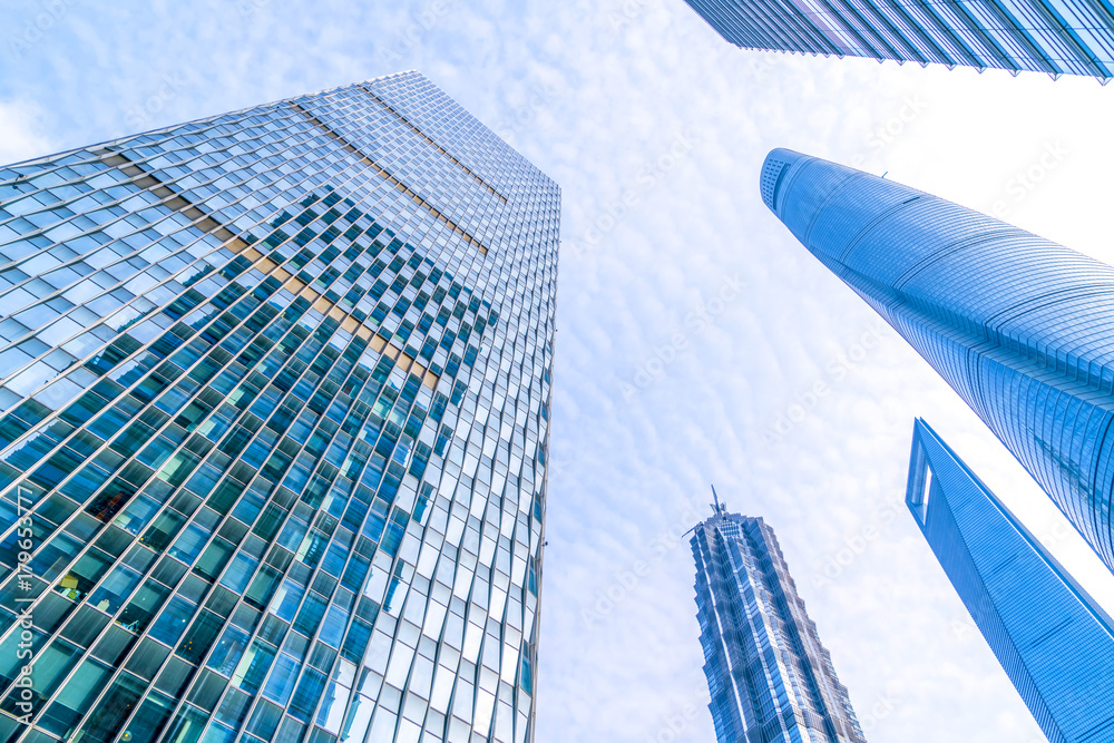 Fototapeta premium Skyscrapers from a low angle view