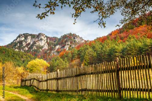 Autumn landscape with rocks in Sulov, Slovakia, Europe.