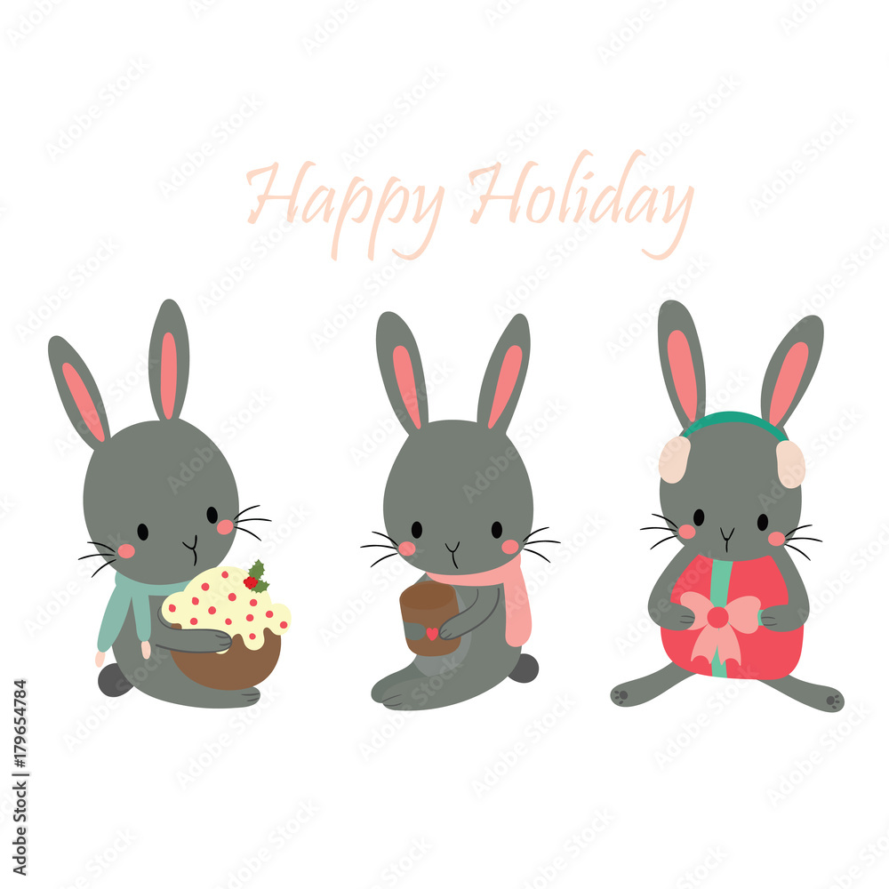 Happy holiday with cute rabbit.