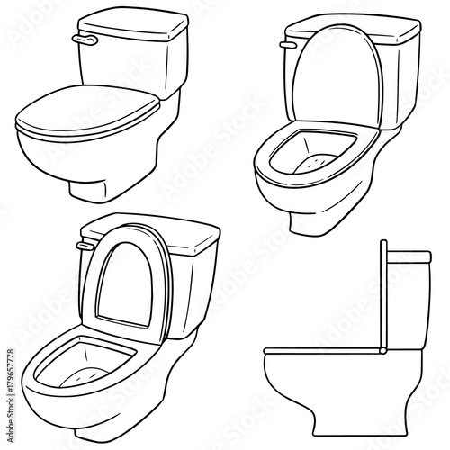 vector set of flush toilet