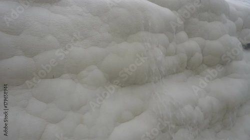 white mineral mountain in Pamukkale, Turkey