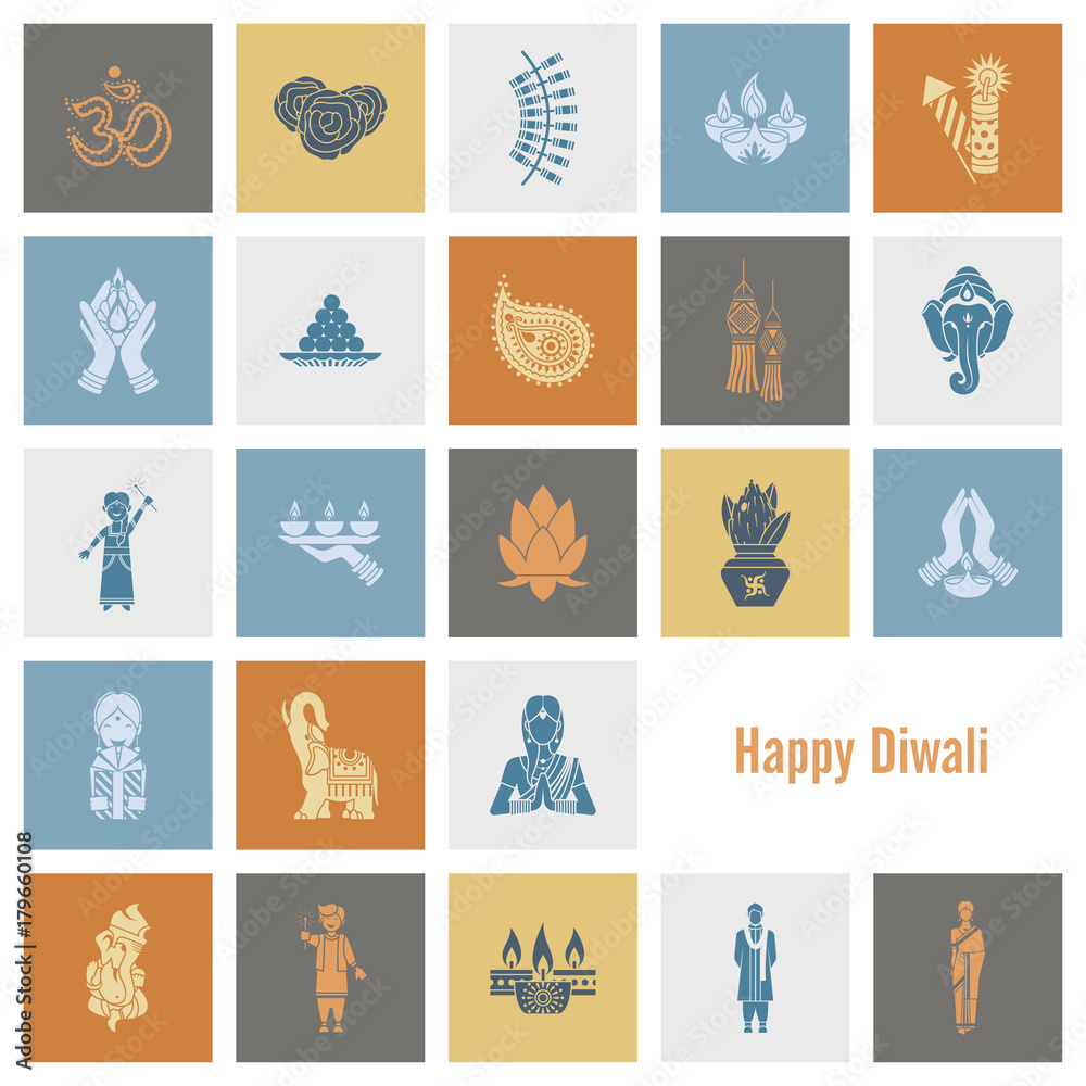 Diwali. Indian Festival Icons Diwali. Indian Festival Icons