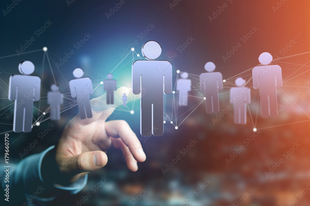 Network connection with people linked each other - 3D rendering Network connection with people linked each other - 3D rendering