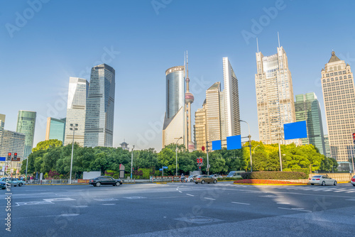 Shanghai Lujiazui financial district skyscrapers © 昊 周