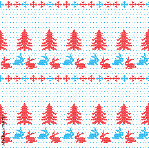 Winter festive Christmas knitted pattern woolen knitted