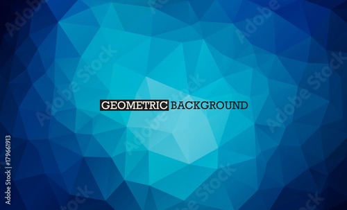 Blue background low poly style. Triangle mosaic vector