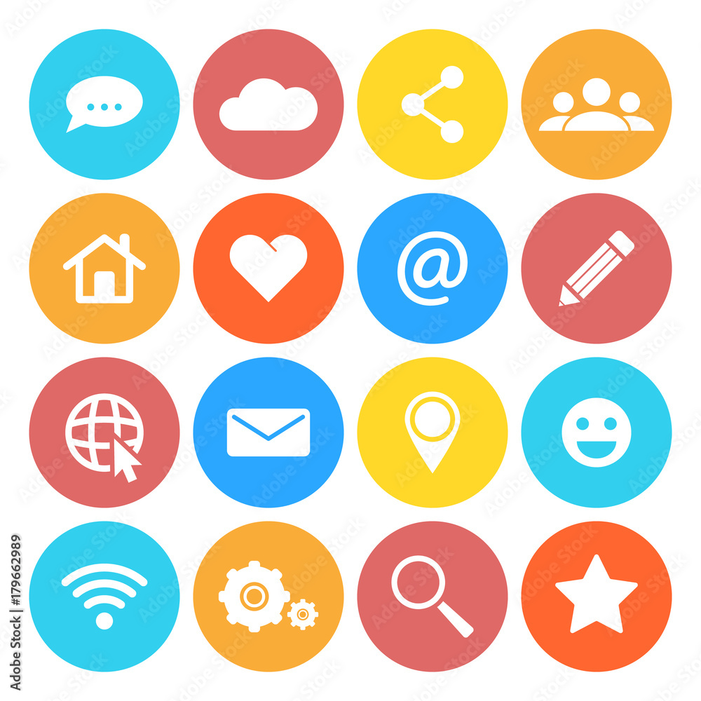 Set of social networking icons. Flat design style. Isolated on white background. Set of social networking icons. Flat design style. Isolated on white background.