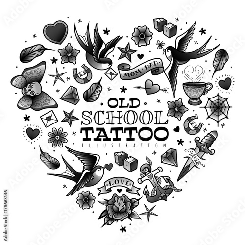 old school tattoo set
