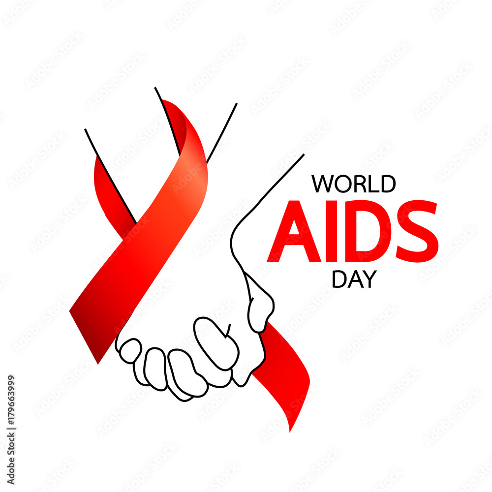 World AIDS Day. Holding hands with Red ribbon. Aids Awareness icon design  for poster, banner, t-shirt. Vector illustration isolated on white  background. vector de Stock | Adobe Stock