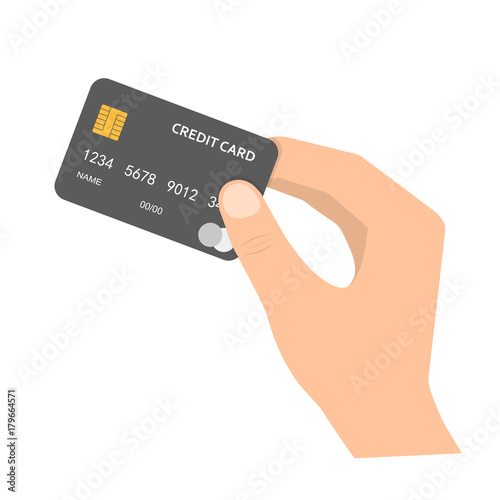 Bank credit card in the hand. Vector illustration