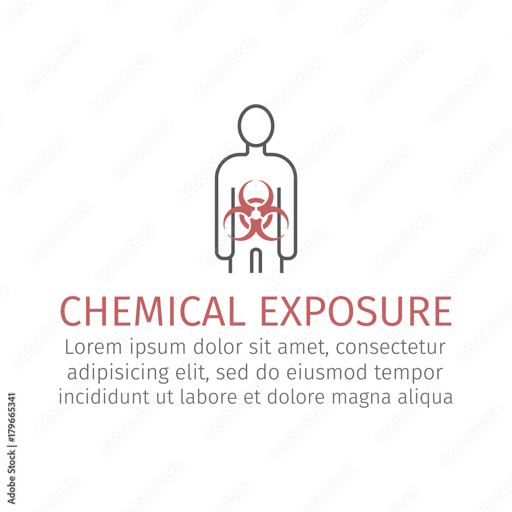 Chemical Exposure on humans line icon. Vector sign for web graphics. Chemical Exposure on humans line icon. Vector sign for web graphics.