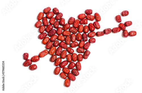Heart shape made of Jujube, Chinese dried red dates