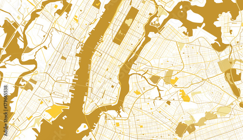New York City Golden Map.
