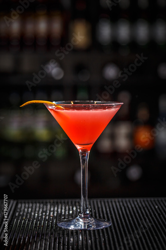 Glass of cosmopolitan cocktail