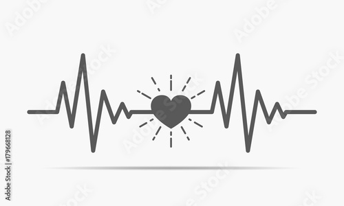 Heart with heartbeat sign. Vector illustration.