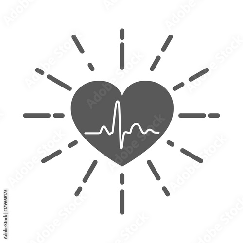 Heart with heartbeat sign. Vector illustration.