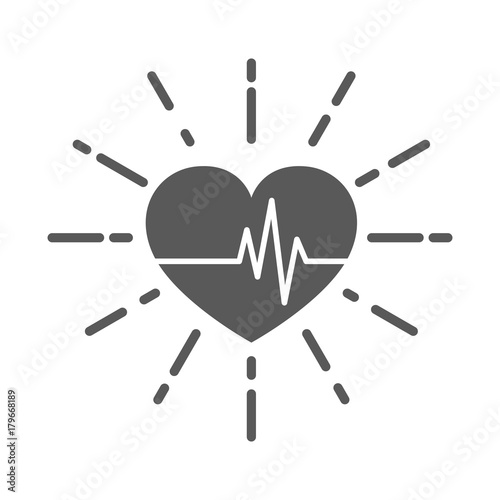 Heart with heartbeat sign. Vector illustration.
