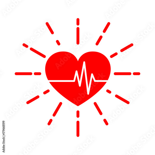 Heart with heartbeat sign. Vector illustration.