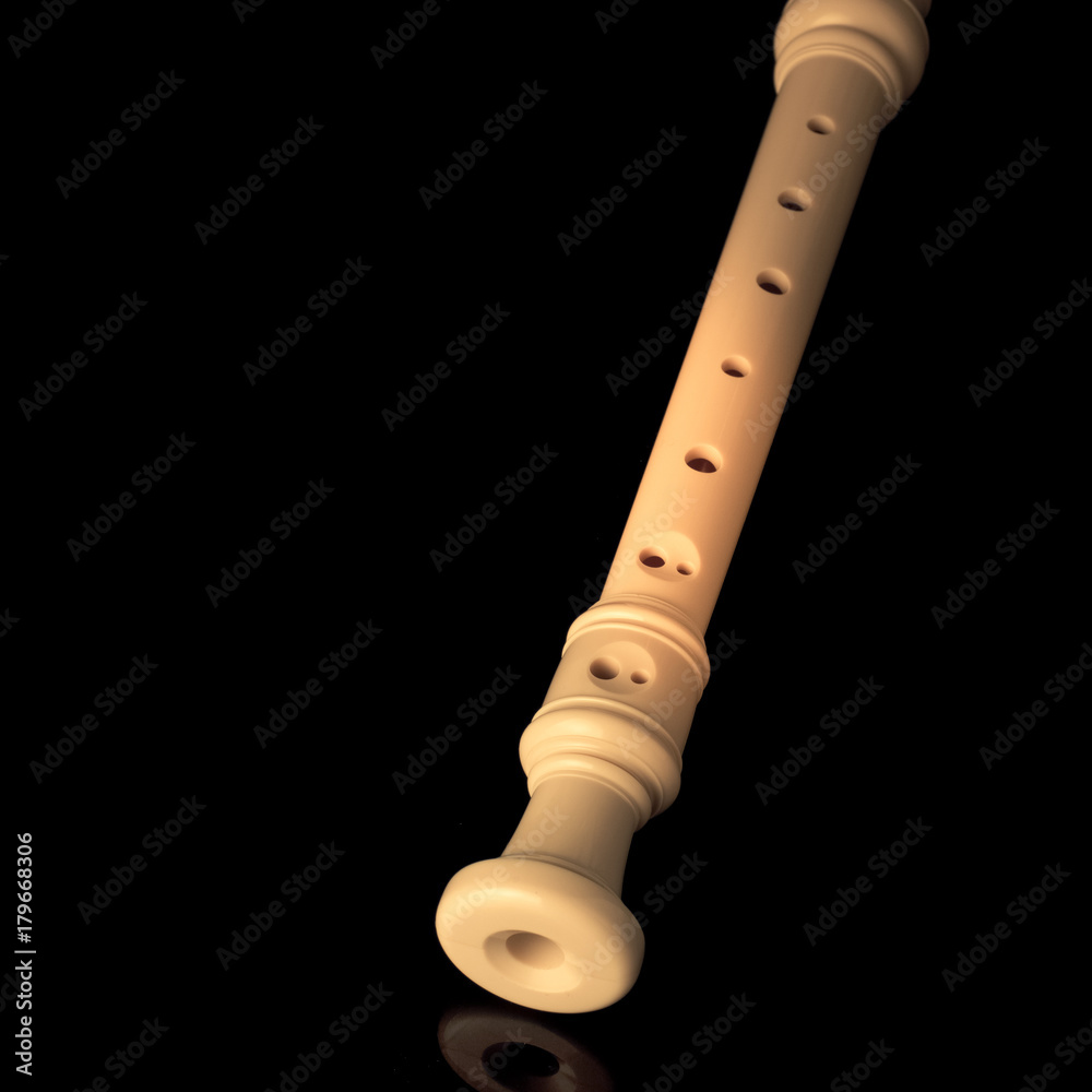 classical musical instrument is the block flute on black background Stock  Photo | Adobe Stock