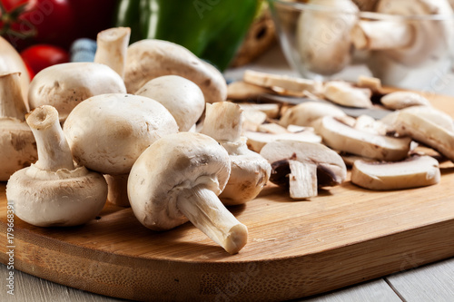 Fresh white mushrooms