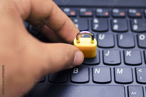 Computer Security Concept With A Closed Padlock On The Keyboard