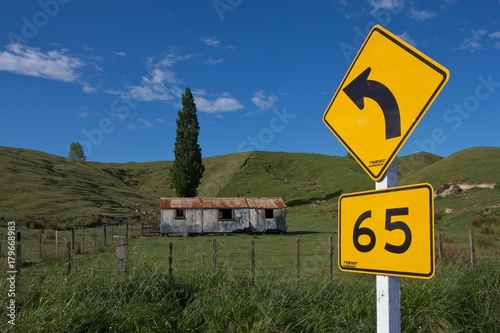 Roadsign and barn. Wairoa New Zealand photo