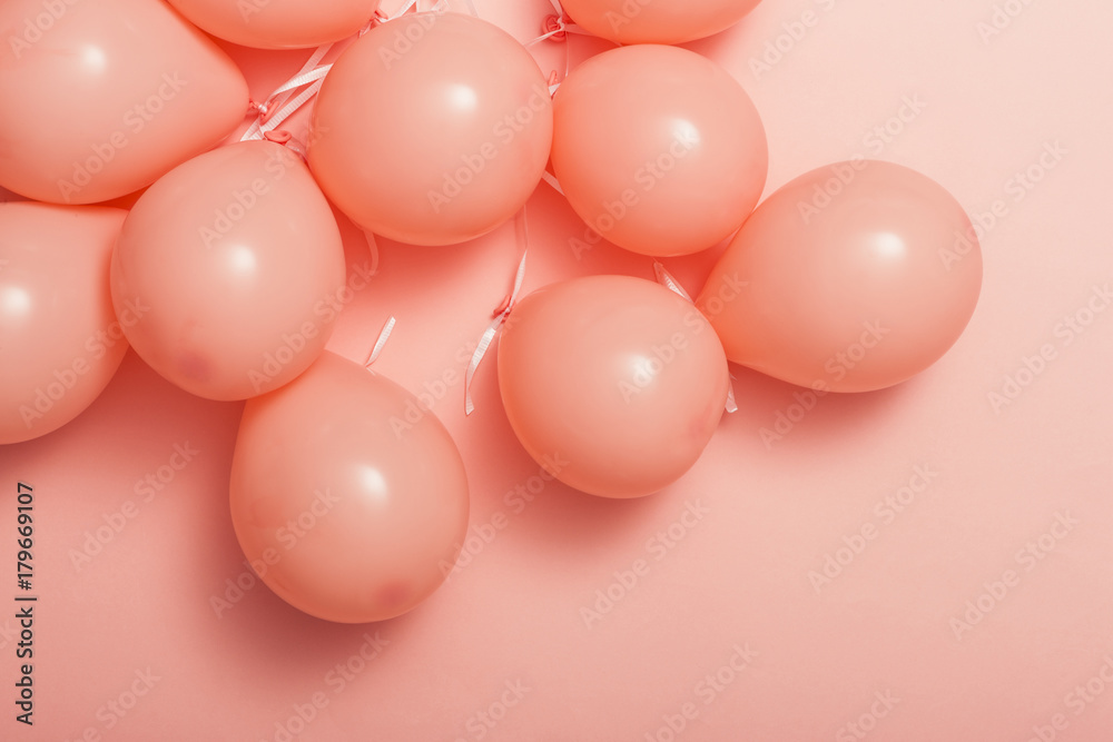 pink balloon on the pink color paper background. pink balloon on the pink color paper background.