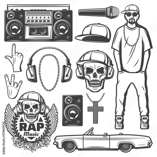 Vintage Rap Music Elements Collection