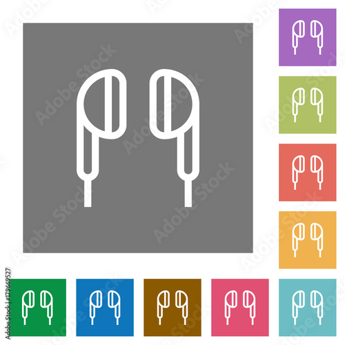 Earphone square flat icons