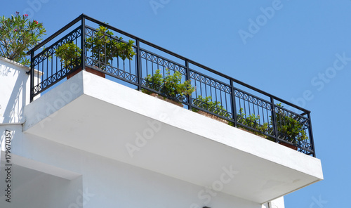 Skiathos Greek Island House Facade with Terrace