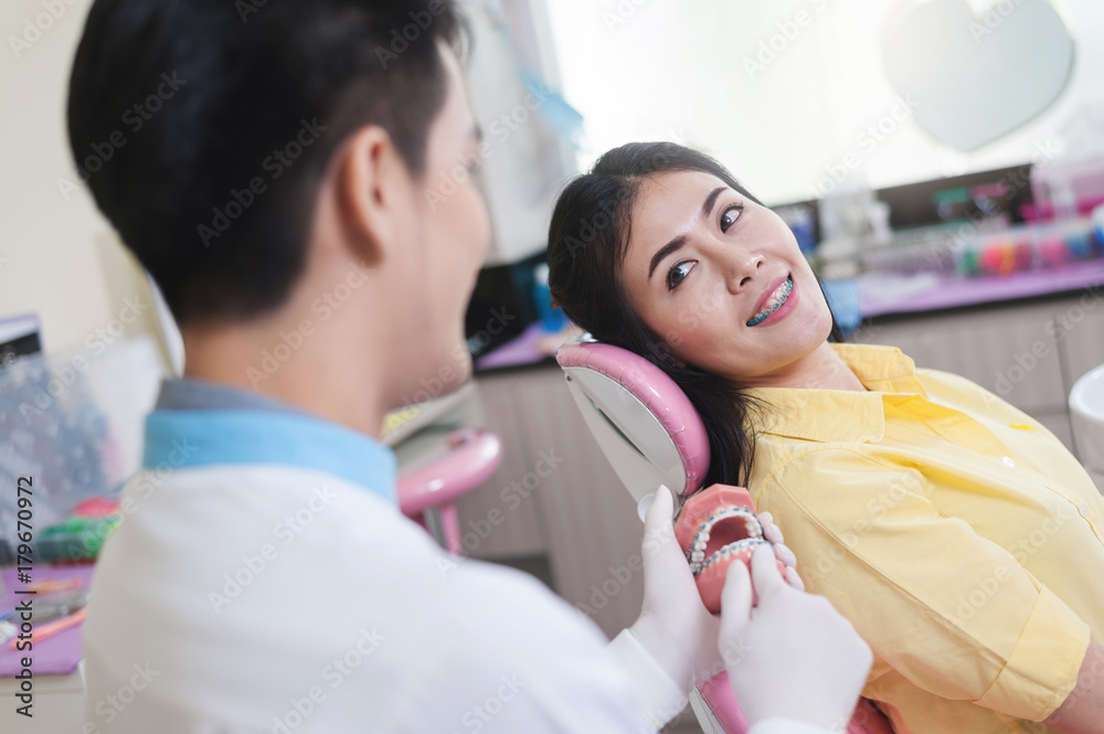 Female patient with dental checkup Female patient with dental checkup