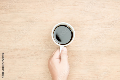 left hand and coffee