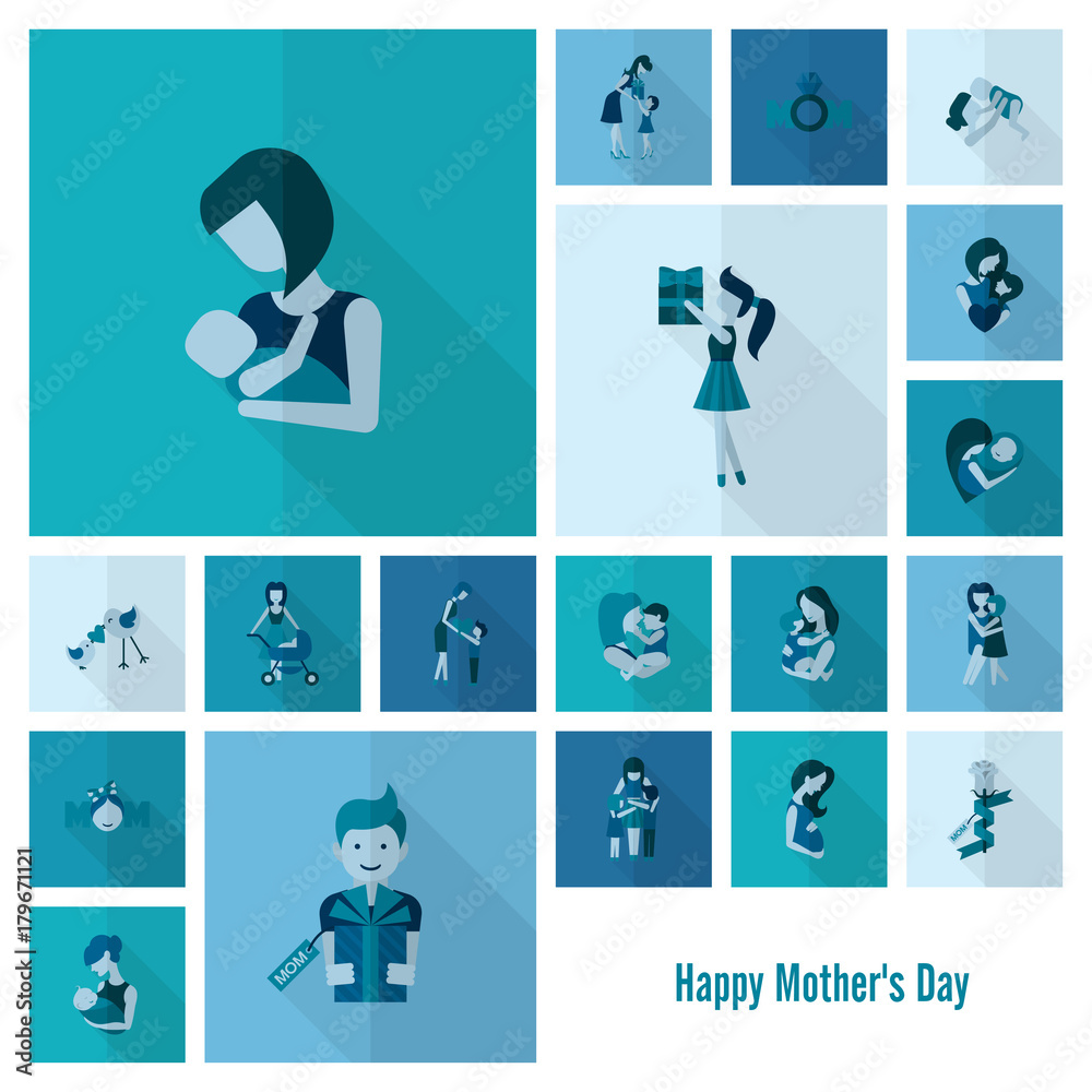 Fototapeta premium Happy Mothers Day Icons