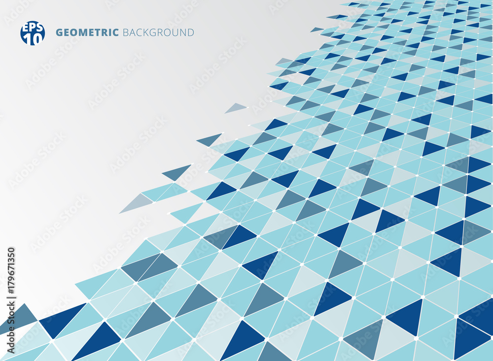 Naklejka premium Abstrakcjonistyczny błękitny geometryczny trójbok struktury perspektywy tło.
