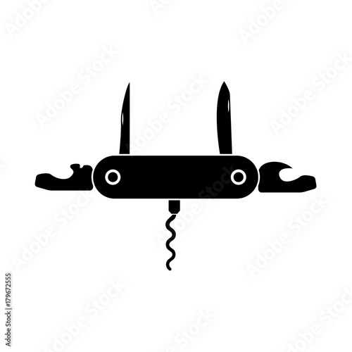 Penknife or pocket knife it is black icon .