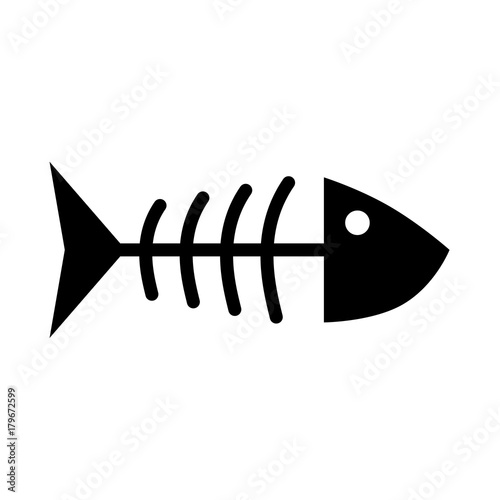 Fish sceleton it is black icon .