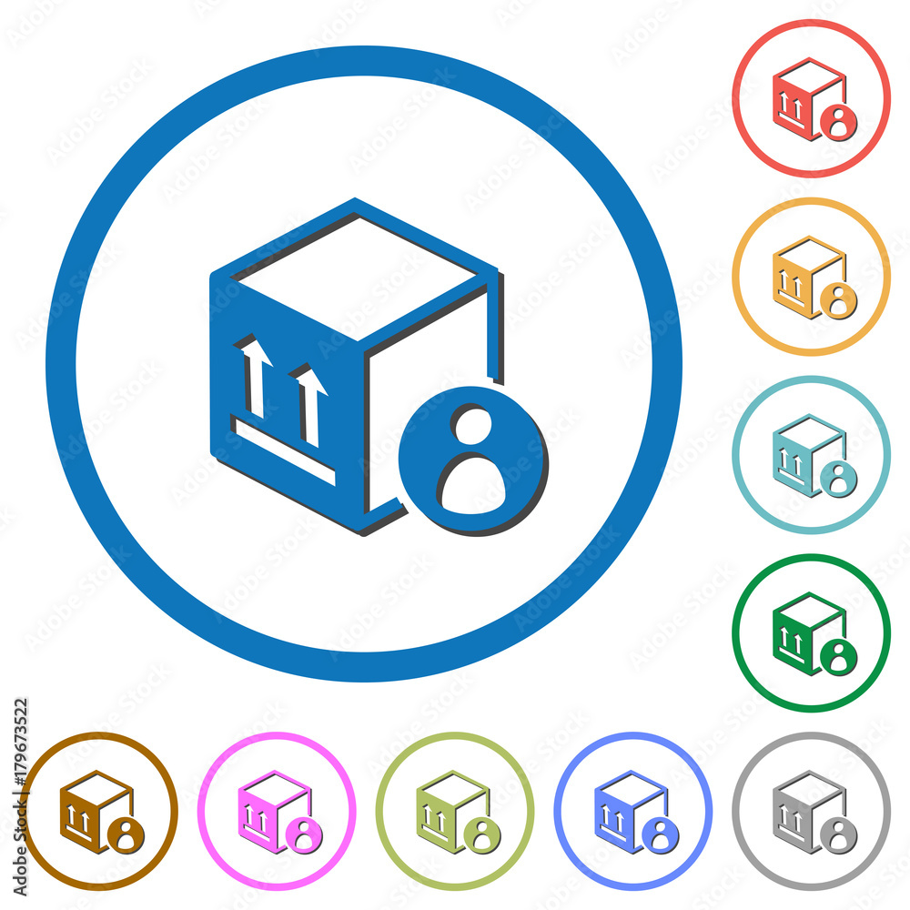 Package recipient icons with shadows and outlines Package recipient icons with shadows and outlines