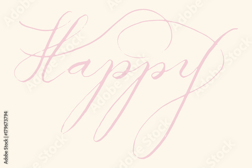 Happy word calligraphy design | Creative graphic element