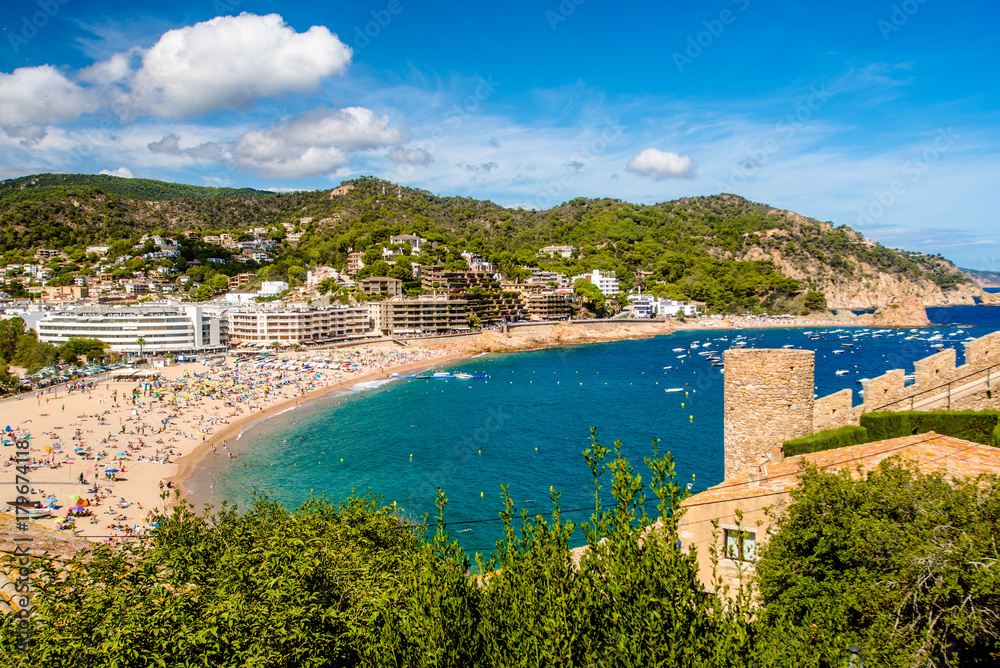 Overlooking the Bay of Tossa de Mar from the old fortress,Spain 