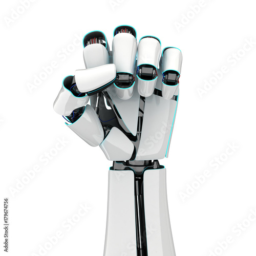 3D rendering robotic hand on a white background
