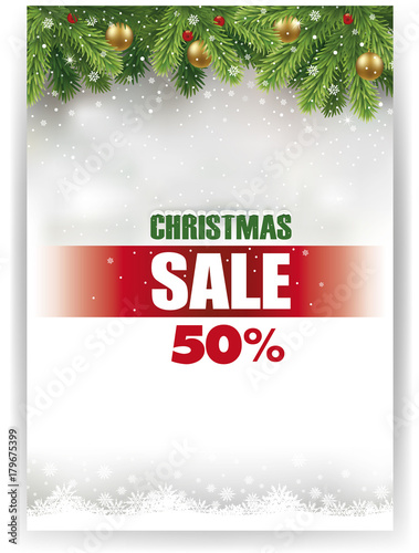 christmas sale banner with traditional decorations