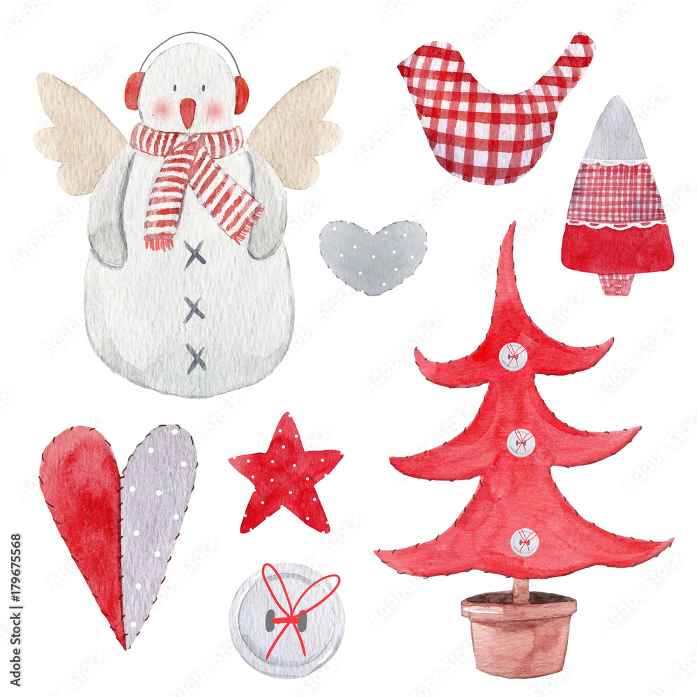 Nice watercolor christmas set Nice watercolor christmas set