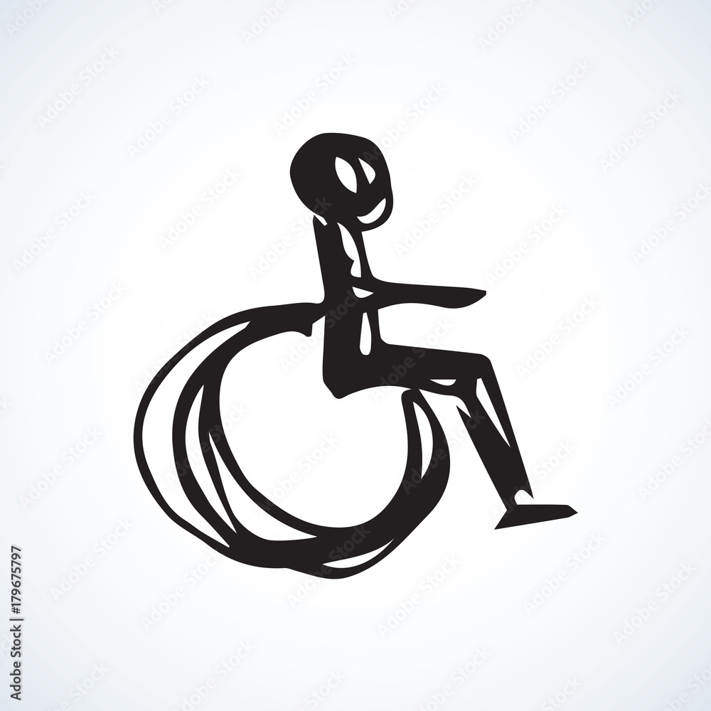 Disabled person in the stroller. Vector drawing Disabled person in the stroller. Vector drawing