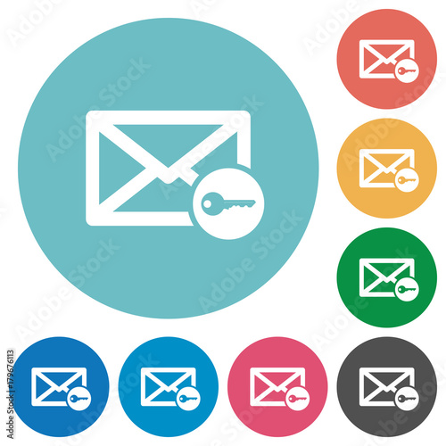 Secure mail flat round icons