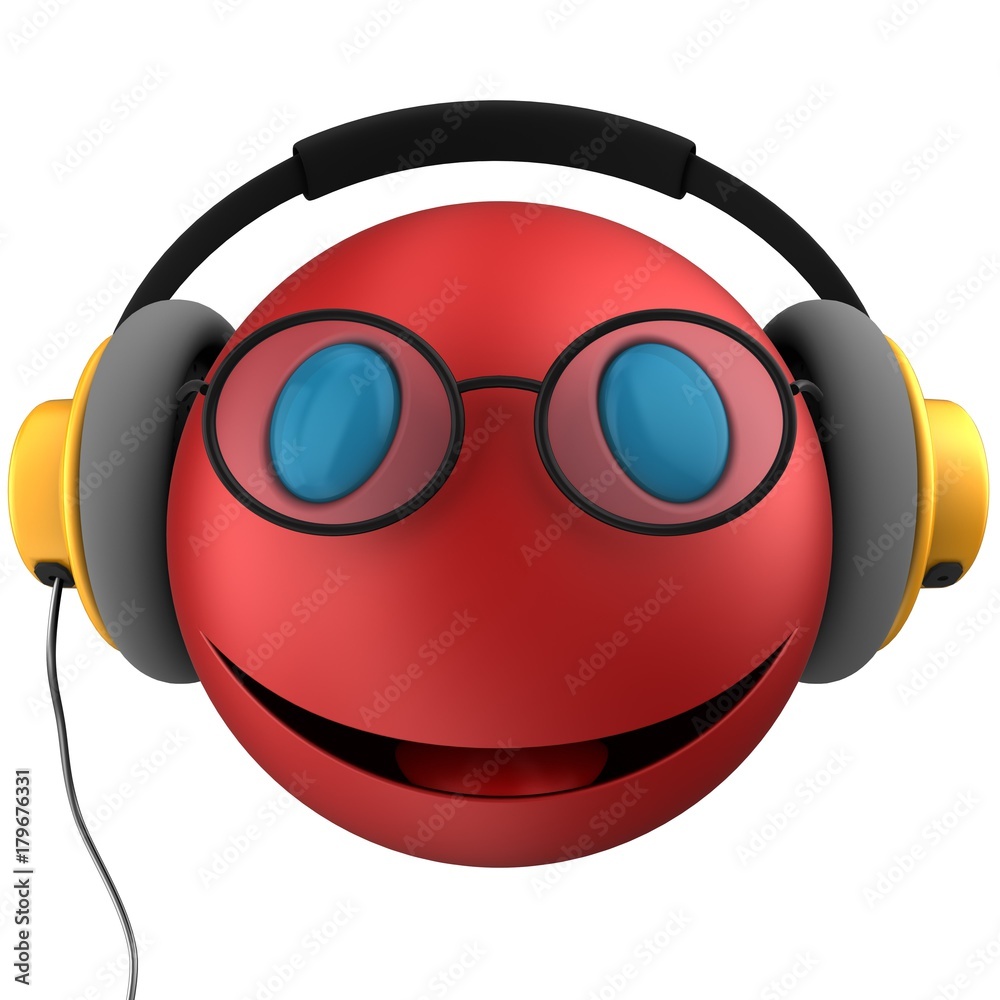 Naklejka premium 3d red emoticon smile