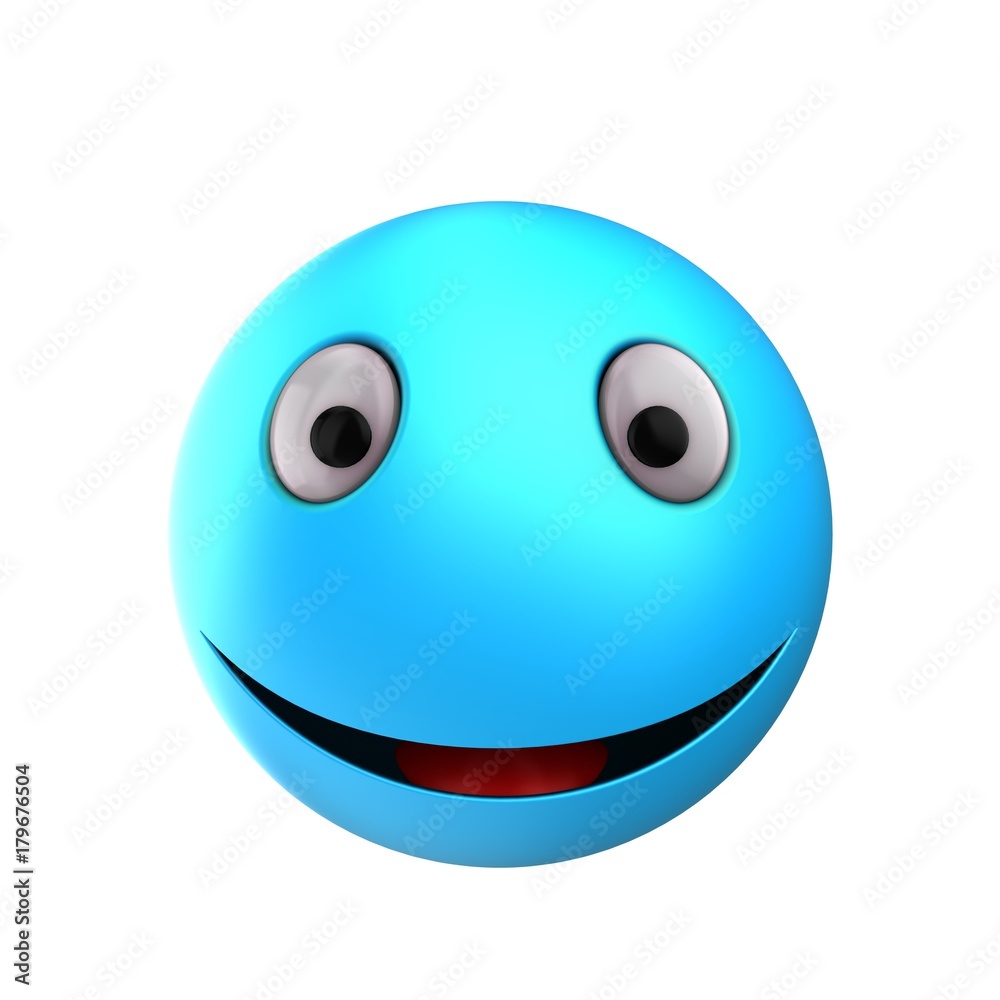 Fototapeta premium 3d blue emoticon smile