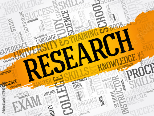 Research word cloud collage, education concept background