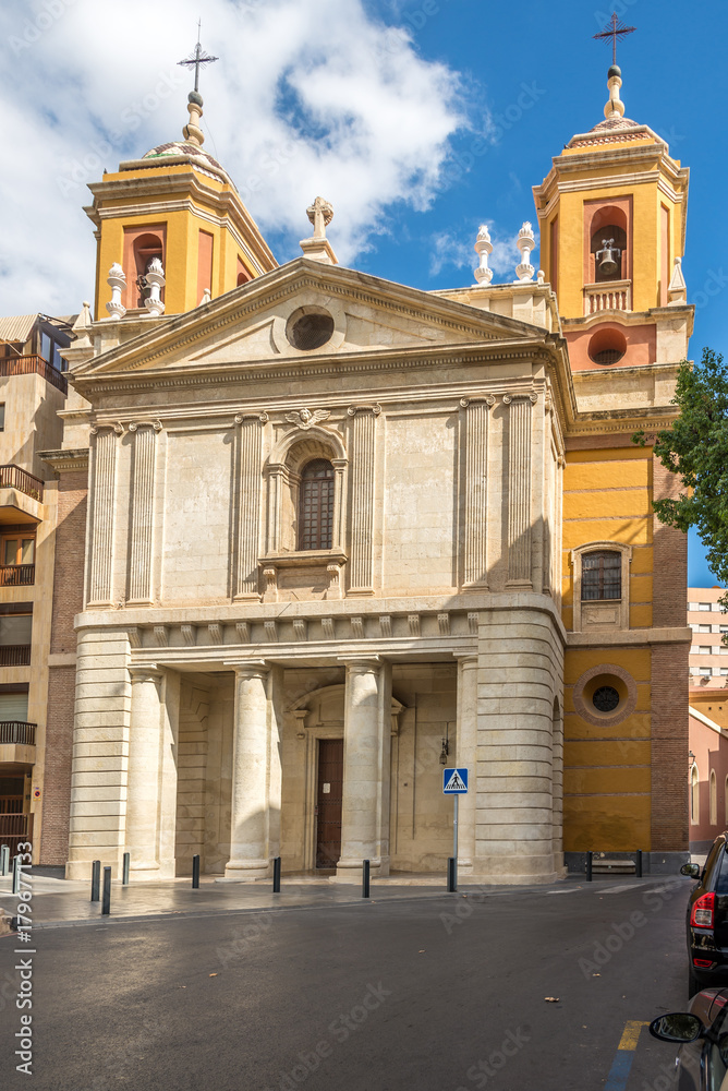 Facade of church San Pedro in Almeria, Spain