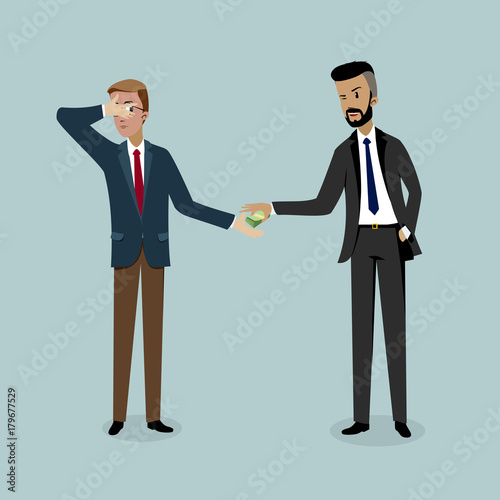 businessman gives a bribe: Corruption and bribery concept photo