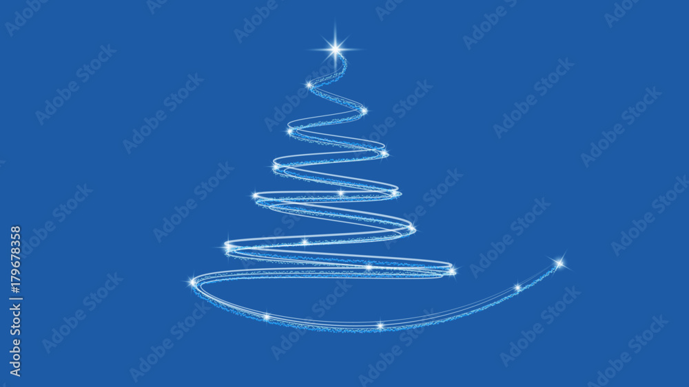 White Christmas Tree Blue Background Stock Vector | Adobe Stock